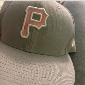 New Era Gray Cap with Pink Lettering